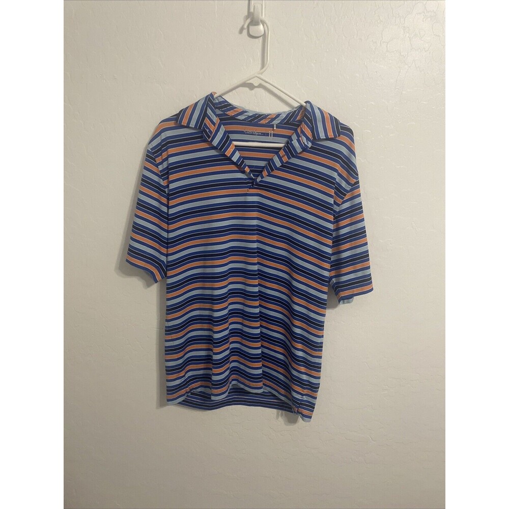 Walter Hagen Mens’ Clean Polo Shirt Organic Cotton Blue Orange Stripe M (E)